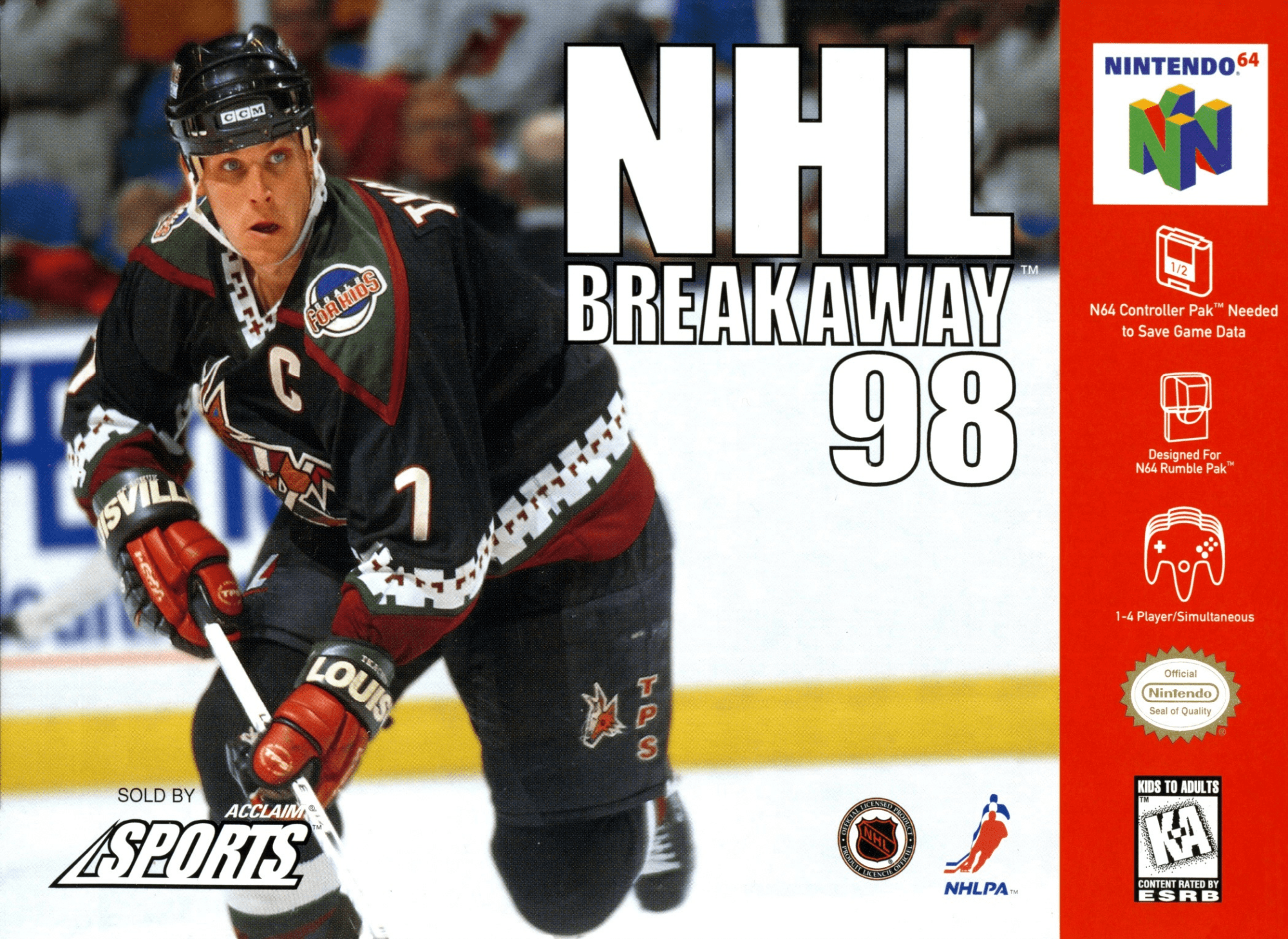 NHL Breakaway '98 box art for Nintendo 64